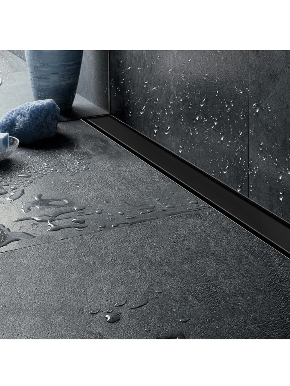 New in box Matte Black Linear Shower Drain - 18